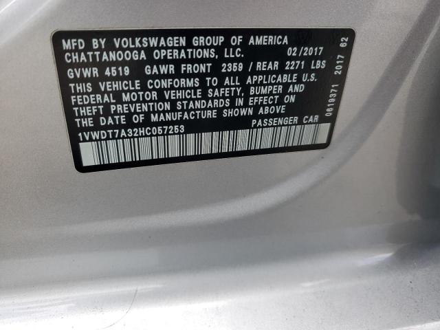 2017 VOLKSWAGEN PASSAT R-L - 1VWDT7A32HC057253