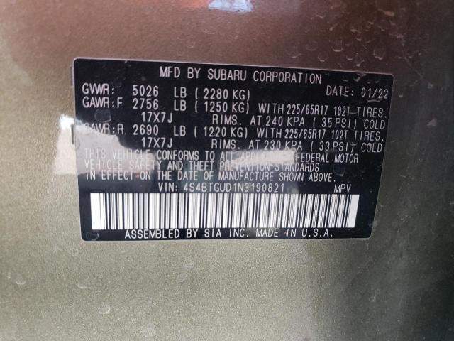 2022 SUBARU OUTBACK WI 4S4BTGUD1N3190821