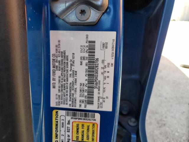 2019 FORD FUSION SE - 3FA6P0HD3KR282706