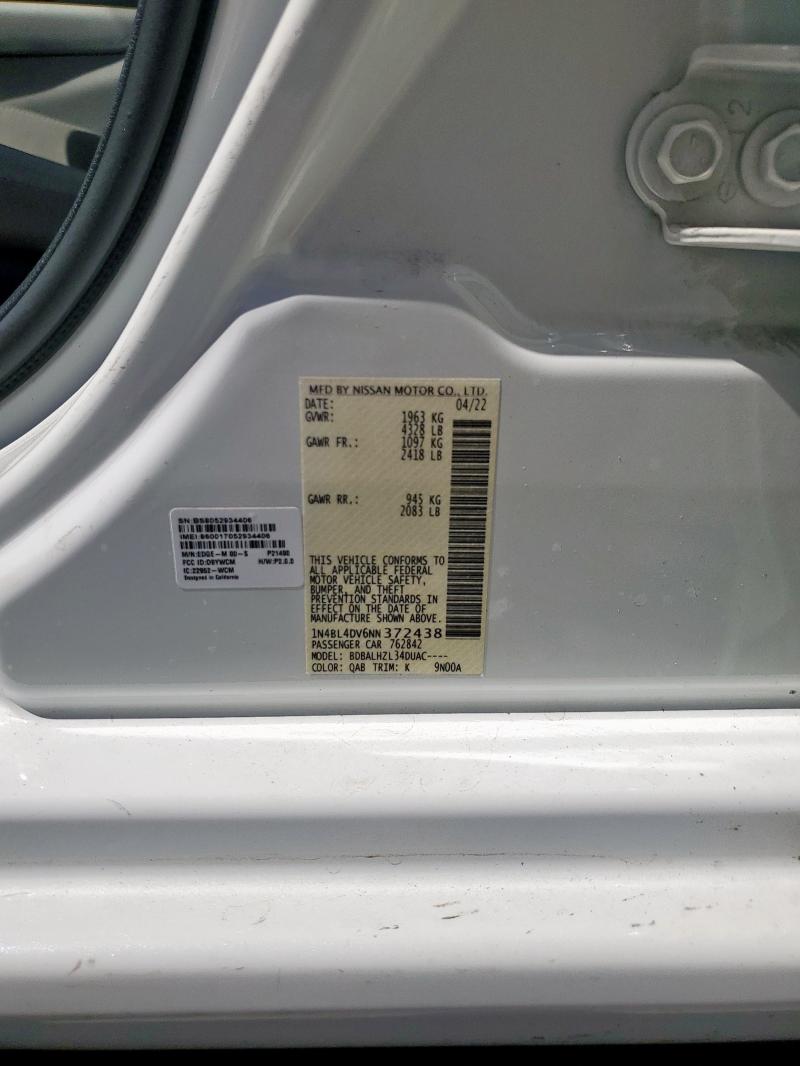 2022 NISSAN ALTIMA SV - 1N4BL4DV6NN372438