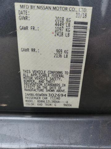 2019 NISSAN ALTIMA SL - 1N4BL4EW0KN302694