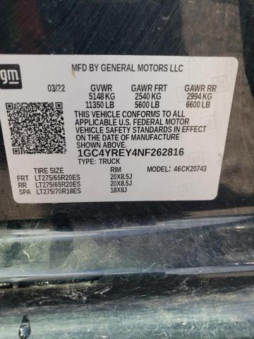 2022 CHEVROLET SILVERADO - 1GC4YREY4NF262816