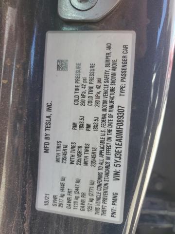 2021 TESLA MODEL 3 - 5YJ3E1EA0MF089307