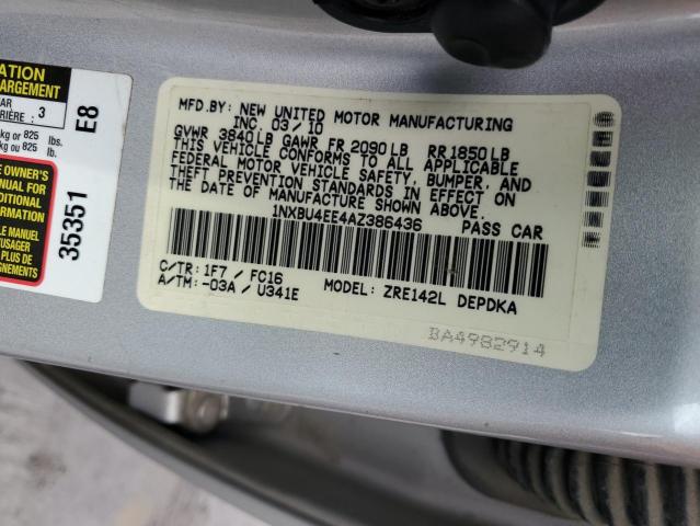 2010 TOYOTA COROLLA BA - 1NXBU4EE4AZ386436