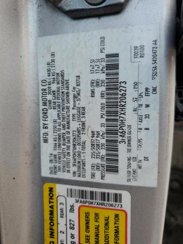 2017 FORD FUSION SE - 3FA6P0H7XHR206273