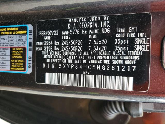 2022 KIA TELLURIDE - 5XYP34HC5NG261217