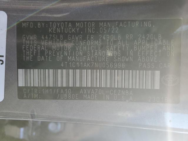 2022 TOYOTA CAMRY LE - 4T1C11AK7NU056996