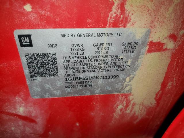 2019 CHEVROLET CRUZE LT - 1G1BE5SM3K7113399