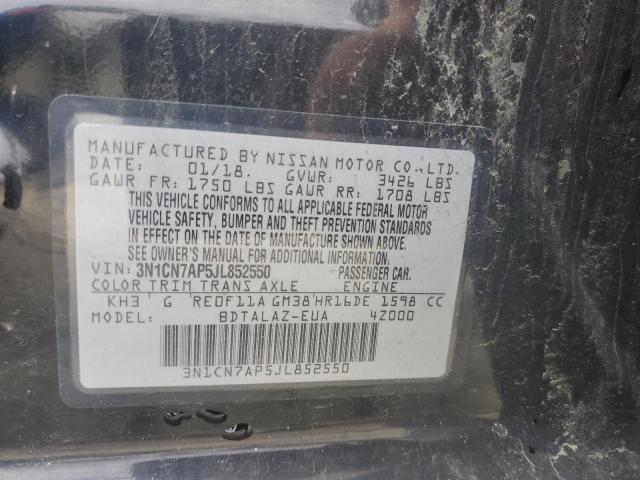 2018 NISSAN VERSA SEDA 3N1CN7AP5JL852550