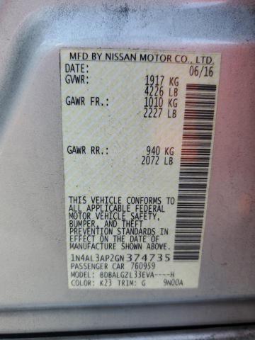 2016 NISSAN ALTIMA 2.5 - 1N4AL3AP2GN374735