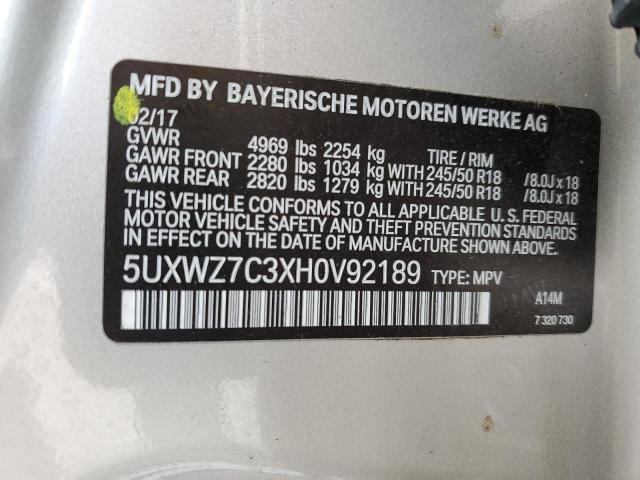 2017 BMW X3 SDRIVE2 - 5UXWZ7C3XH0V92189