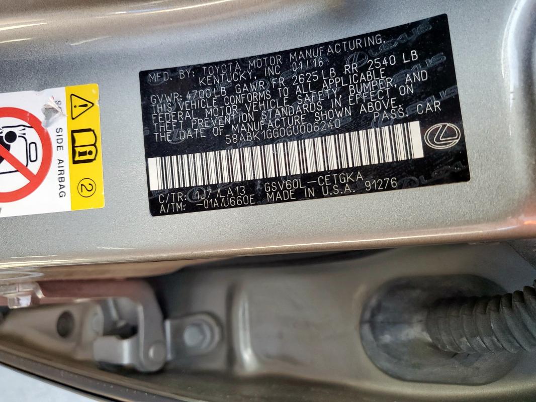 2016 LEXUS ES 350 - 58ABK1GG0GU006240