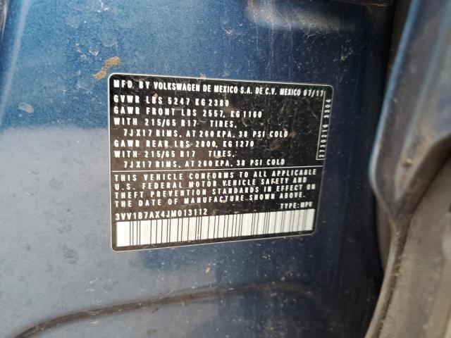 2018 VOLKSWAGEN TIGUAN S 3VV1B7AX4JM013112