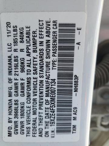 2021 HONDA INSIGHT EX 19XZE4F5XME007134