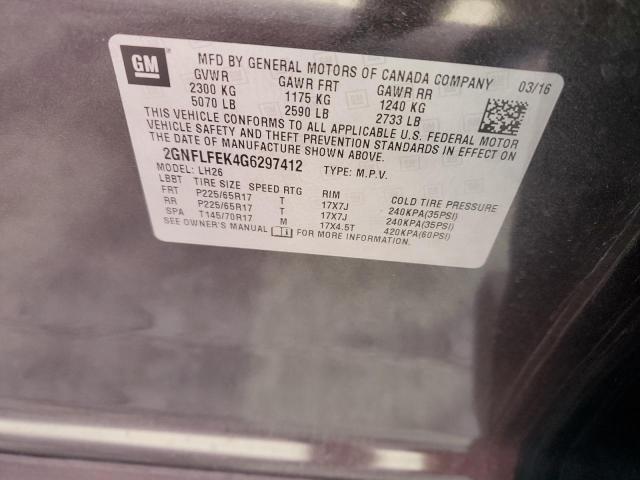 2016 CHEVROLET EQUINOX LT - 2GNFLFEK4G6297412