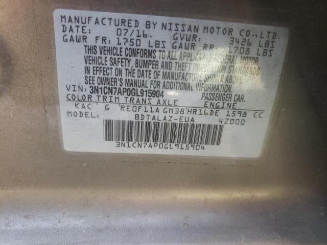 2016 NISSAN VERSA S - 3N1CN7AP0GL915904