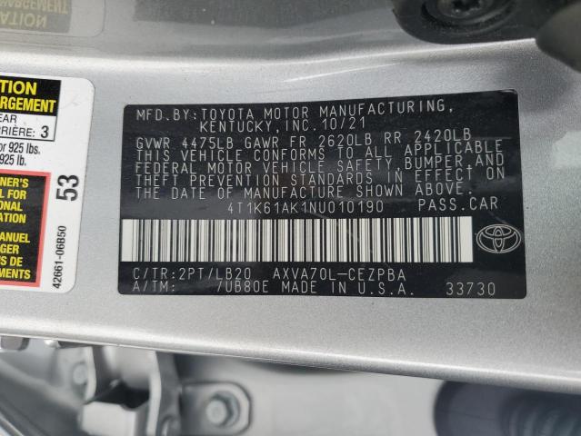 2022 TOYOTA CAMRY XSE - 4T1K61AK1NU010190