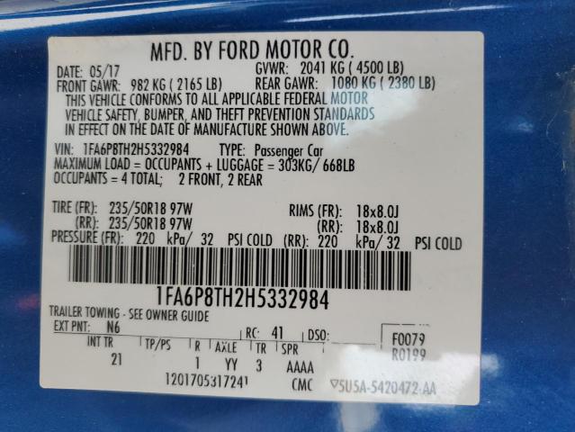 2017 FORD MUSTANG - 1FA6P8TH2H5332984