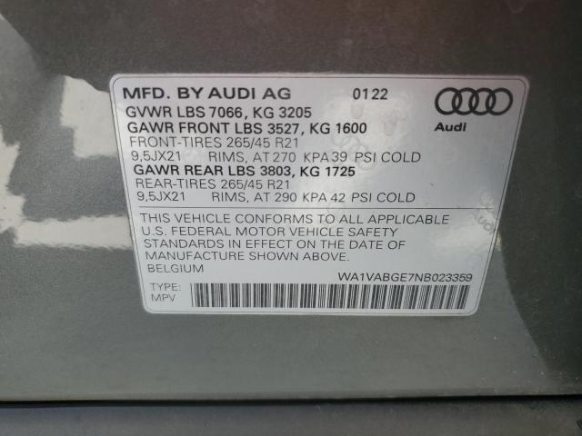 2022 AUDI E-TRON CHR WA1VABGE7NB023359