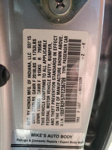 2015 HONDA CIVIC LX - 19XFB2F57FE236759