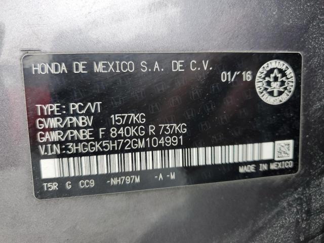 2016 HONDA FIT EX 3HGGK5H72GM104991