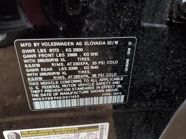 2016 VOLKSWAGEN TOUAREG SP - WVGEF9BP4GD011455