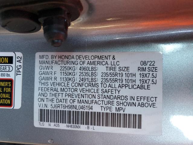 2022 HONDA CR-V TOURI - 5J6RT6H98NL046194