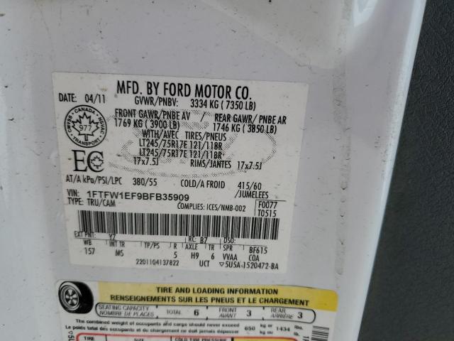 2011 FORD F150 SUPER - 1FTFW1EF9BFB35909