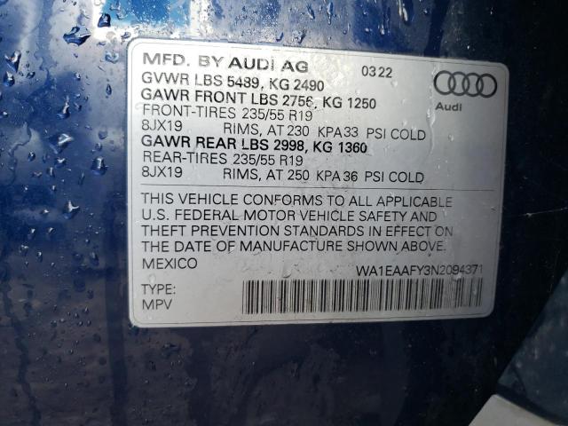 2022 AUDI Q5 PREMIUM - WA1EAAFY3N2094371