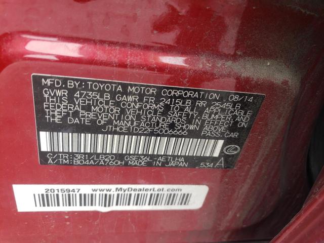 2015 LEXUS IS 350 JTHCE1D22F5006666