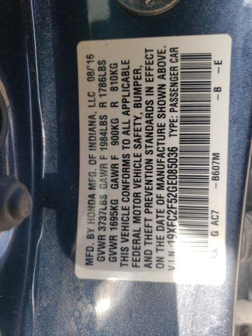 2016 HONDA CIVIC 19XFC2F52GE085036
