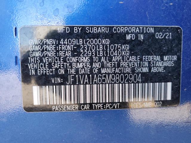 2021 SUBARU WRX - JF1VA1A65M9802904