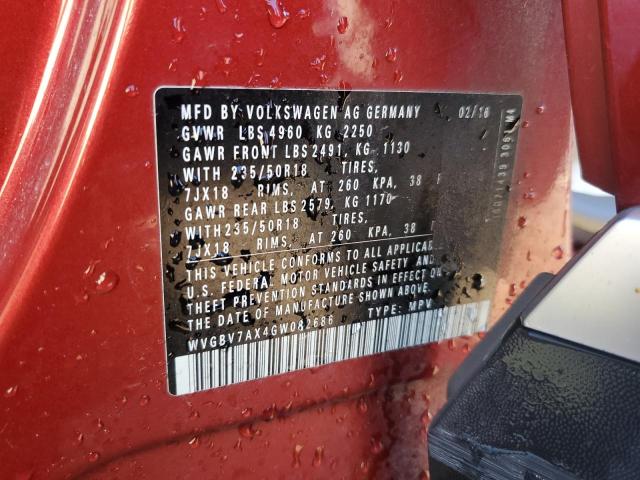2016 VOLKSWAGEN TIGUAN S - WVGBV7AX4GW082686