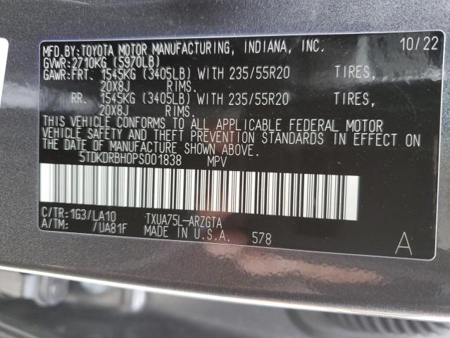 5TDKDRBH0PS001838 2023 TOYOTA HIGHLANDER