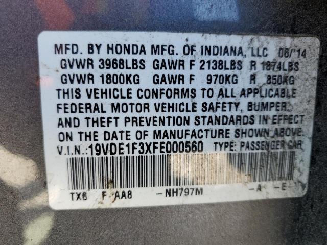 2015 ACURA ILX 20 19VDE1F3XFE000560