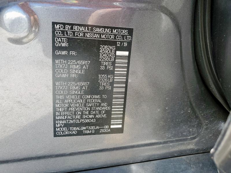 2020 NISSAN ROGUE S - KNMAT2MT0LP538043