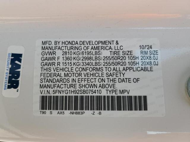 2025 HONDA PILOT BLAC 5FNYG1H92SB075410