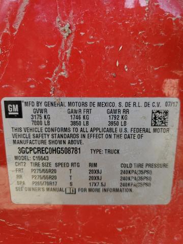 2017 CHEVROLET SILVERADO - 3GCPCREC0HG508781