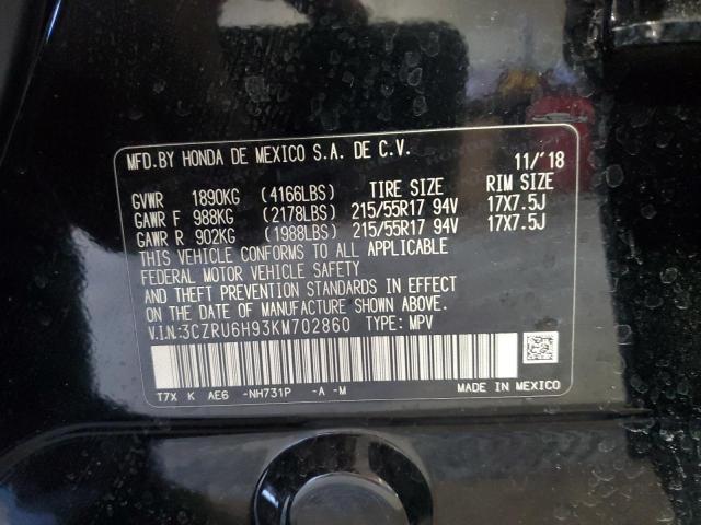 2019 HONDA HR-V TOURI 3CZRU6H93KM702860