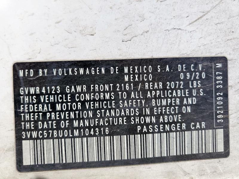 2020 VOLKSWAGEN JETTA S - 3VWC57BU0LM104316