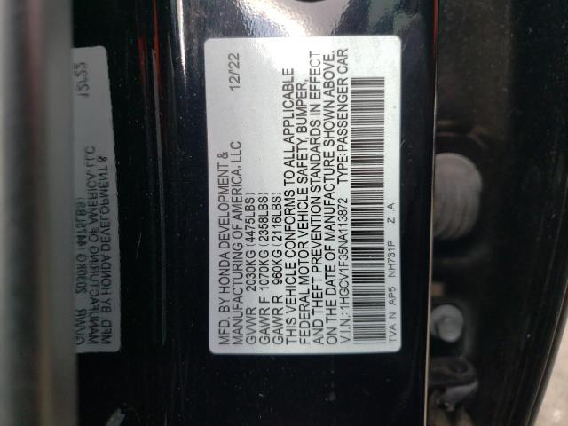 2022 HONDA ACCORD SPO - 1HGCV1F35NA113872