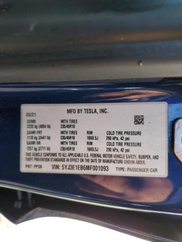 2021 TESLA MODEL 3 - 5YJ3E1EB6MF001093