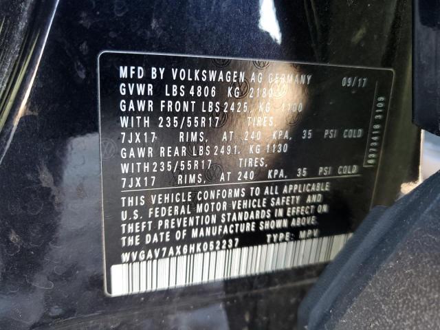 2017 VOLKSWAGEN TIGUAN S - WVGAV7AX6HK052237