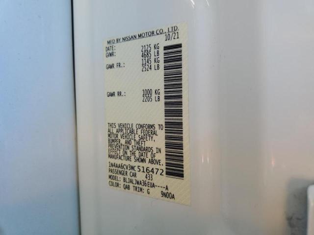 2021 NISSAN MAXIMA SV 1N4AA6CV3MC516472