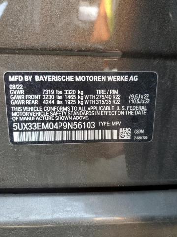 2023 BMW X7 M60I 5UX33EM04P9N56103
