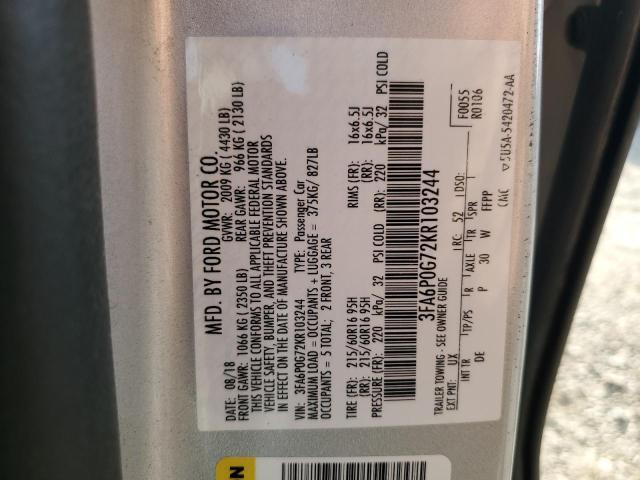 2019 FORD FUSION S - 3FA6P0G72KR103244