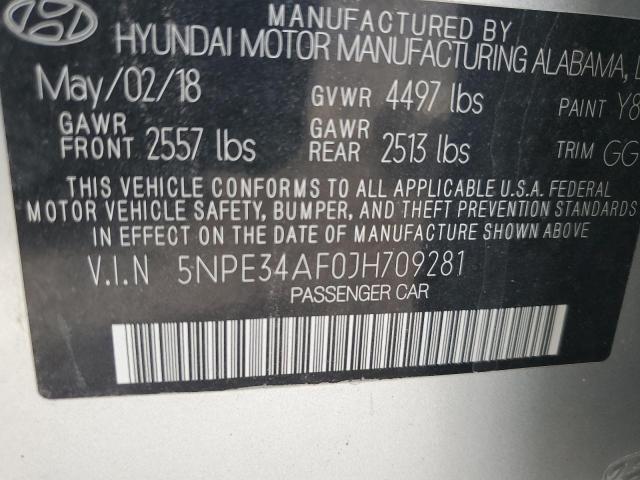 2018 HYUNDAI SONATA SPO - 5NPE34AF0JH709281