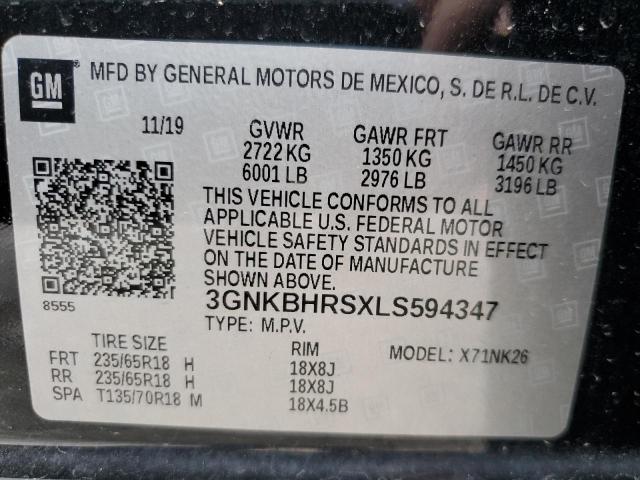 2020 CHEVROLET BLAZER 2LT - 3GNKBHRSXLS594347
