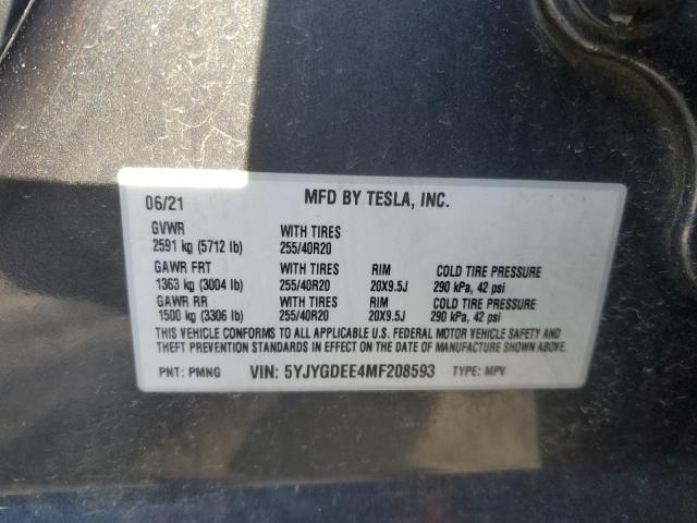 2021 TESLA MODEL Y - 5YJYGDEE4MF208593