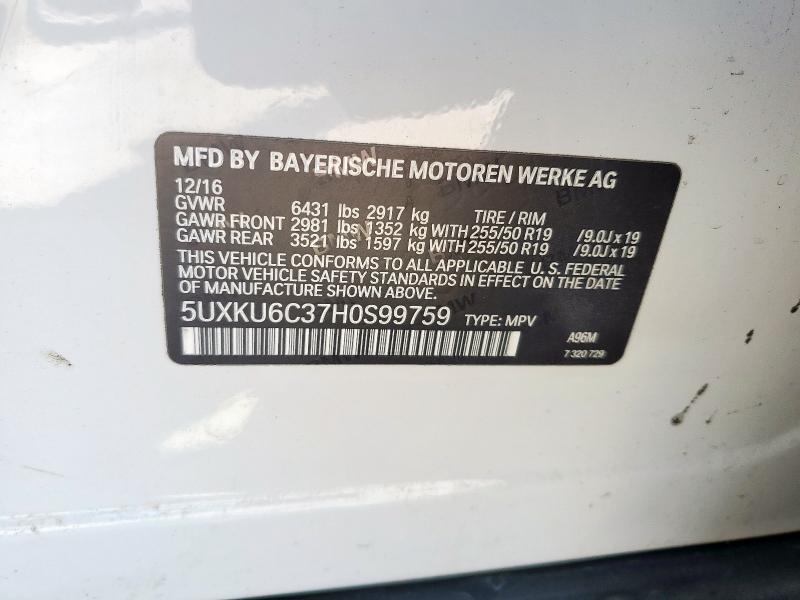 2017 BMW X6 XDRIVE5 - 5UXKU6C37H0S99759